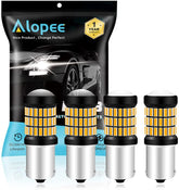 4-Pack Super Bright Amber / Yellow 1056 BAU15S 7507 12496 5009 PY21W LED Light 9-18V-DC, AK-4014 60 SMD Replacement Bulbs for Turn Signal Lights Tail Bulbs Blinker light Side Marker Light